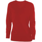 Dames pullover met v-hals Red XS