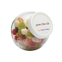 Glazen snoeppot 395 ml wit kunststof deksel gevuld met snoep categorie BASIS