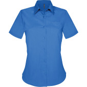Overhemd in onderhoudsvriendelijk polykatoen-popeline korte mouwen dames Light Royal Blue 3XL