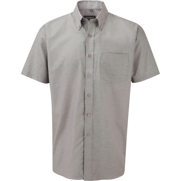 Men's Short Sleeve Easy Care Oxford Shirt Silver XL
