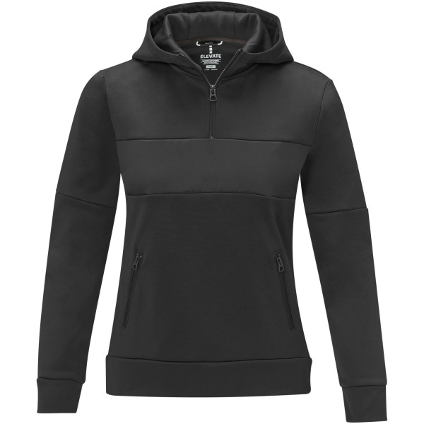 Sayan women's half zip anorak hooded sweater - Solid black - XS