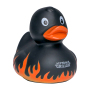 Squeaky duck flames with slogan - black
