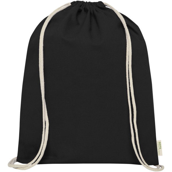 Orissa 100 g/m² GOTS organic cotton drawstring backpack 5L - Solid black