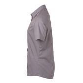 Ladies' Shirt Shortsleeve Poplin - steel - 3XL