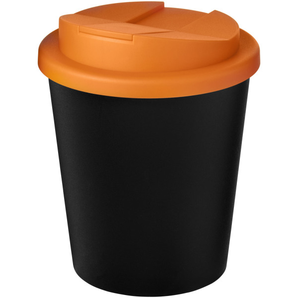 Americano® Espresso Eco 250 ml recycled tumbler with spill-proof lid - Solid black/Orange