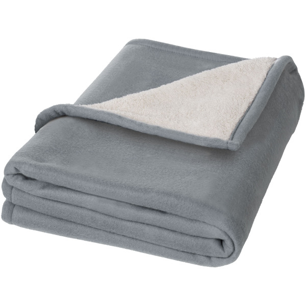 Springwood soft fleece and sherpa plaid blanket - Grey/Off white