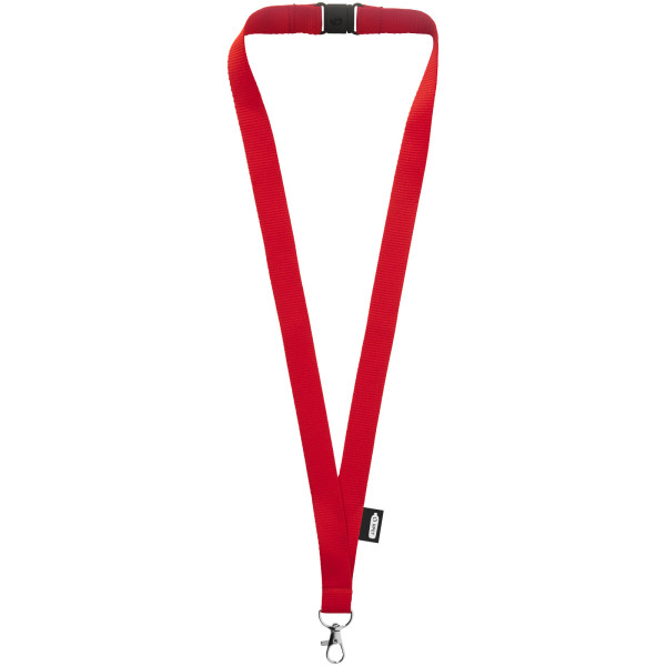 Tom recycled PET lanyard with breakaway closure - Red