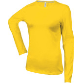 Dames T-shirt ronde hals lange mouwen Yellow S