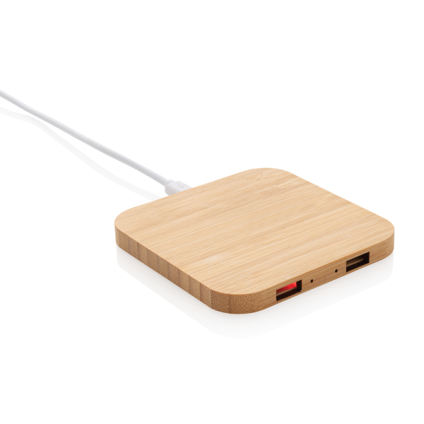 5W trådløs bambus oplader med USB
