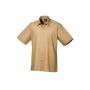 Short Sleeve Poplin Shirt, Khaki, 15.5, Premier