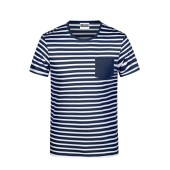 8028 Men's T-Shirt Striped navy/wit XXL
