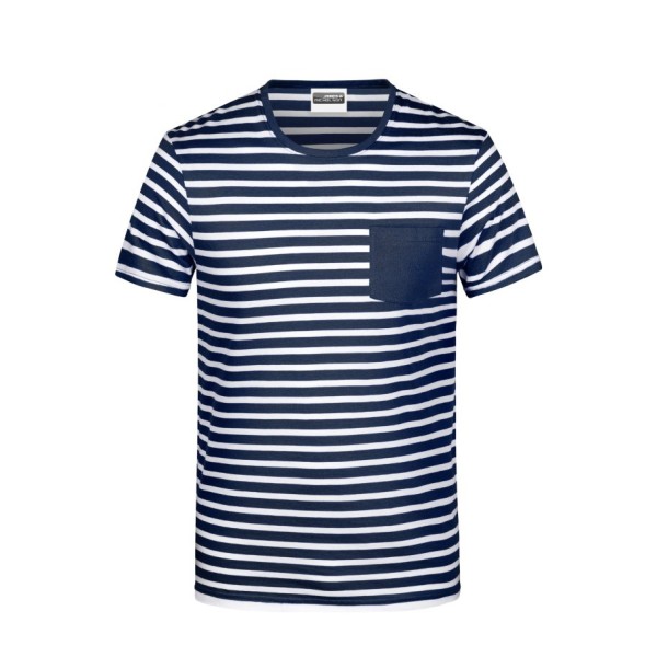 8028 Men's T-Shirt Striped navy/wit XXL