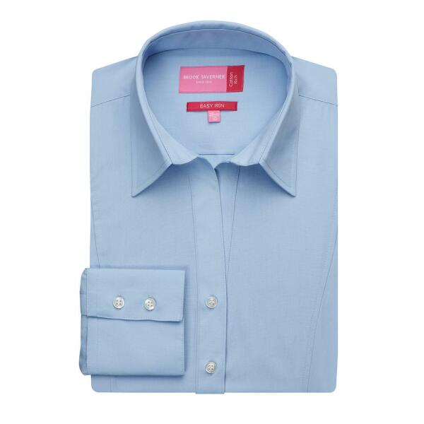 Ladies Palena Long Sleeve Poplin Shirt, Blue, 10, Brook Taverner