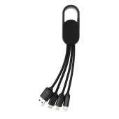 4-in-1 cable with carabiner clip, black