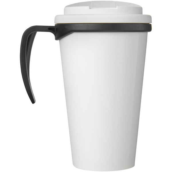 Brite-Americano® Grande 350 ml mug with spill-proof lid - Solid black/White