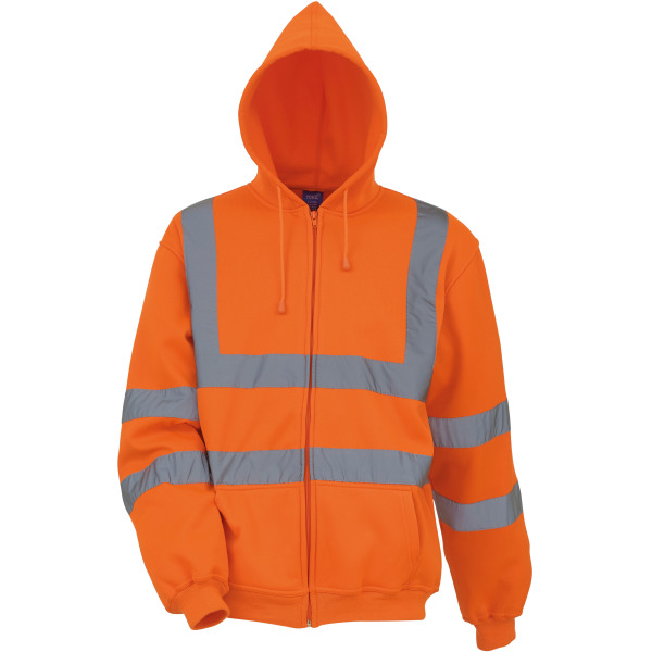 Full Zip Hooded Sweatshirt Hi Vis Orange S