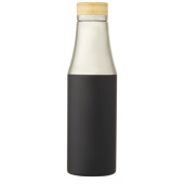 Hulan koperen vacuüm geïsoleerde roestvrijstalen fles van 540 ml met bamboe deksel - Zwart