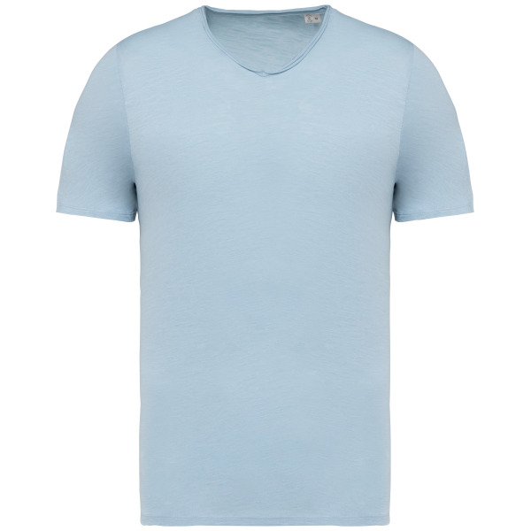 Slub heren T-shirt met onafgewerkte randen Aquamarine S