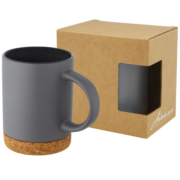 Neiva 425 ml ceramic mug with cork base - Grey