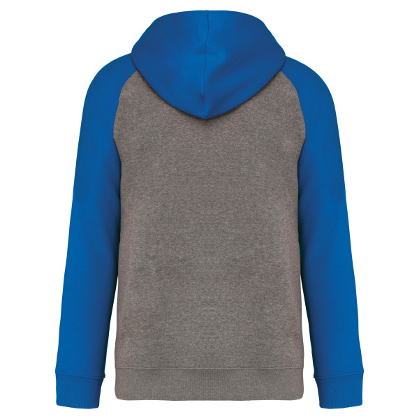 Tweekleurige sweater met capuchon volwassene Grey heather/Sporty royal blue XS