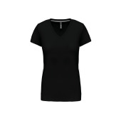 Dames T-shirt V-hals Korte Mouwen Black XL