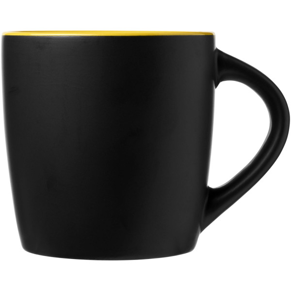 Riviera 340 ml ceramic mug - Solid black/Yellow