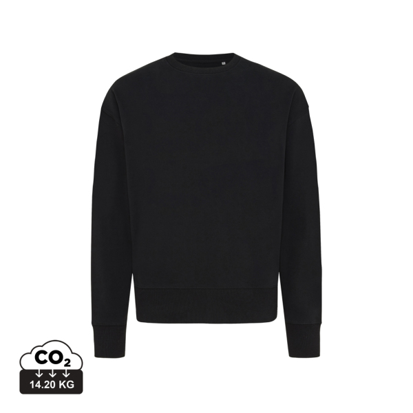 Iqoniq Kruger gerecycled katoen relaxed sweater, zwart (XL)