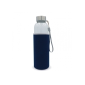 Waterfles glas met sleeve 500ml - Transparant Donker Blauw