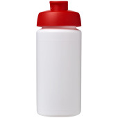 Baseline® Plus grip 500 ml sportflaska med uppfällbart lock - Vit/Röd