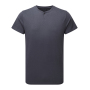 Ecologisch heren-T-shirt ‘Comis’ met knoopjeshals Navy Marl S