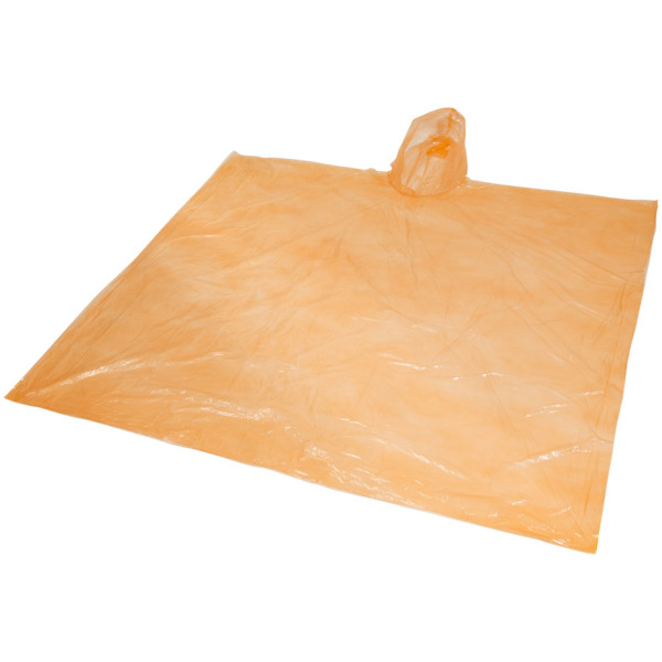 Ziva wegwerp regenponcho met opbergtasje - Oranje