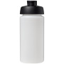 Baseline® Plus grip 500 ml sportfles met flipcapdeksel - Transparant/Zwart