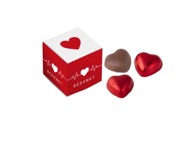 Doosje met 3 chocohartjes Doosje met 3 chocohartjes
