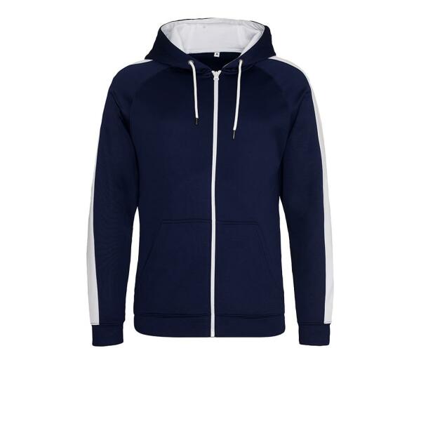 AWDis Contrast Sports Polyester Zoodie, Oxford Navy/Arctic White, L, Just Hoods