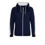 AWDis Contrast Sports Polyester Zoodie, Oxford Navy/Arctic White, XXL, Just Hoods