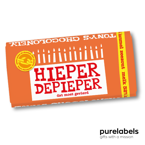 Tony's Chocolonely reep met kaart in doosje | Hieperdepieper | Brievenbuscadeau