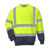 Hi-Vis Two Tone Sweatshirt, Yellow/Navy, XL, Portwest