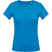 Ladies' short-sleeved V-neck T-shirt Tropical Blue XS