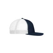 MB6240 6 Panel Flat Peak Cap - navy/navy/white - one size