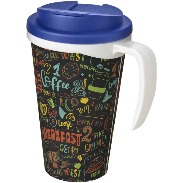 Brite-Americano® Grande 350 ml mug with spill-proof lid - White/Blue