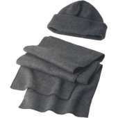 Polyester fleece (200 gr/m²) muts en sjaal grijs