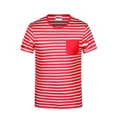 Men's T-Shirt Striped - red/white - S