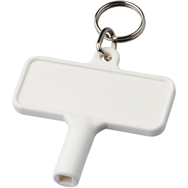 Largo plastic radiator key with keychain - White