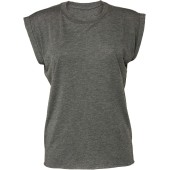 Ladies' flowy rolled-cuff T-shirt Dark Grey Heather XL