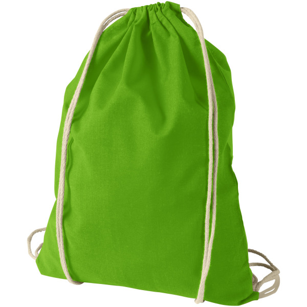 Oregon 100 g/m² cotton drawstring backpack 5L - Lime