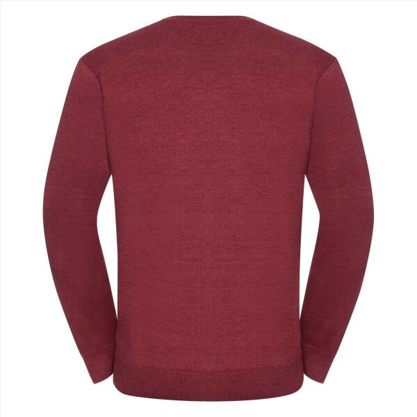 RUS Men V-neck Knitted Pullover, Cranberry Marl, 3XL