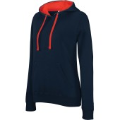 Damessweater met capuchon in contrasterende kleur Navy / Red S