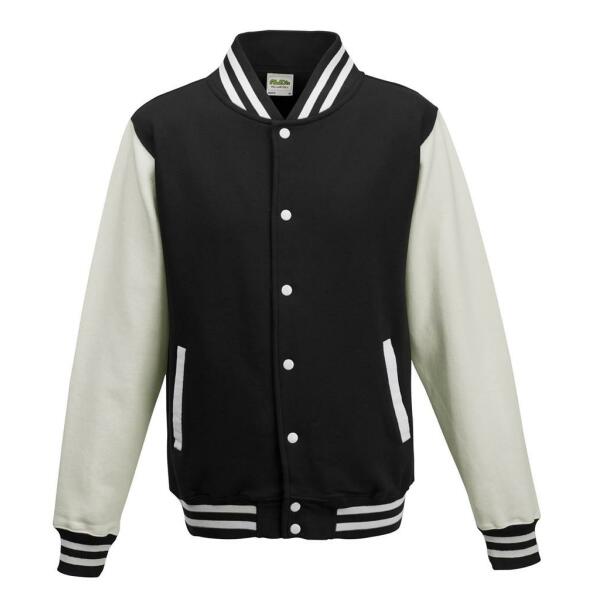 AWDis Varsity Jacket, Jet Black/White, L, Just Hoods