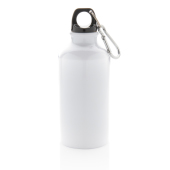 Aluminium genanvendelig sportsflaske med karabinkrog, hvid