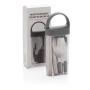 Pocketsize reusable cutlery set on-the-go, silver